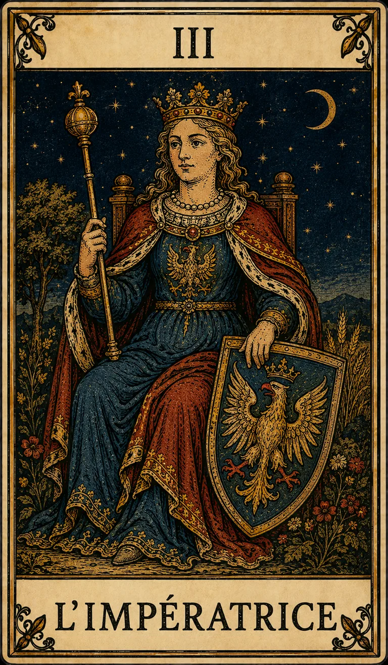 L’Impératrice, carte du Tarot de Marseille Lames de Minuit