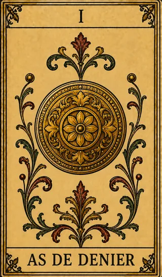 As de Denier, carte du Tarot de Marseille Lames de Minuit