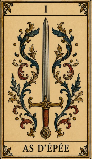 As d’Épée, carte du Tarot de Marseille Lames de Minuit