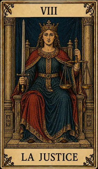 La Justice, carte du Tarot de Marseille Lames de Minuit