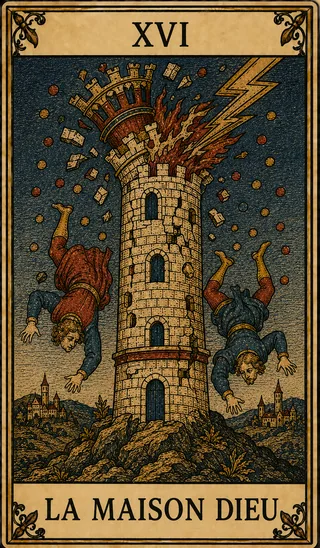 La Maison Dieu, carte du Tarot de Marseille Lames de Minuit