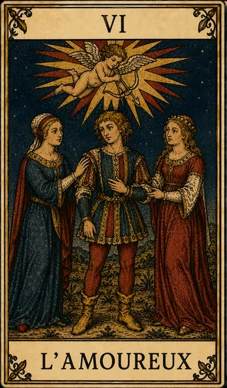 L’Amoureux, carte du Tarot de Marseille Lames de Minuit