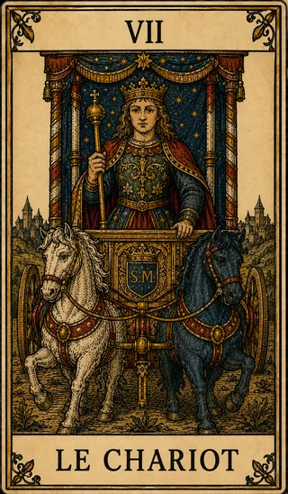 Le Chariot, carte du Tarot de Marseille Lames de Minuit