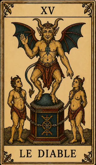 Le Diable, carte du Tarot de Marseille Lames de Minuit