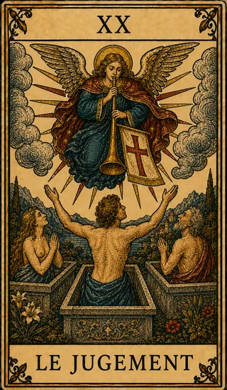 Le Jugement, carte du Tarot de Marseille Lames de Minuit