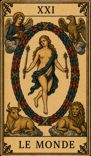 Le Monde, carte du Tarot de Marseille Lames de Minuit