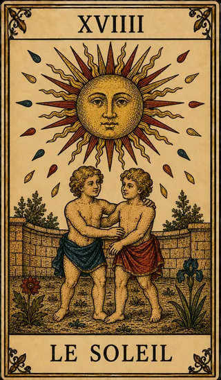 Le Soleil, carte du Tarot de Marseille Lames de Minuit