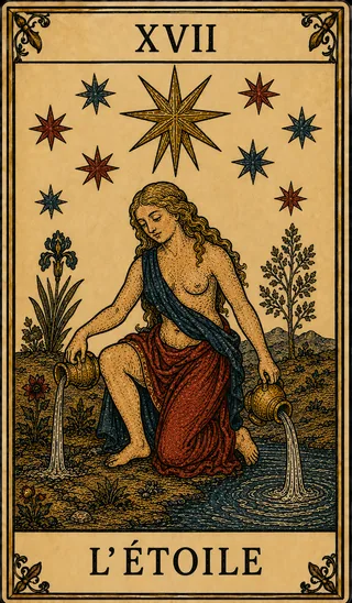 L’Étoile, carte du Tarot de Marseille Lames de Minuit