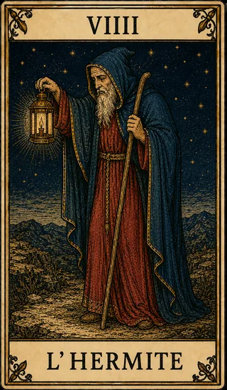 L’Hermite, carte du Tarot de Marseille Lames de Minuit