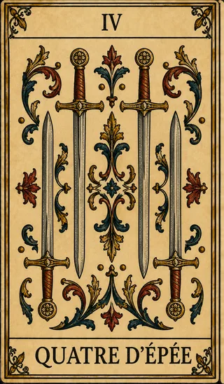 Quatre d’Épée, carte du Tarot de Marseille Lames de Minuit