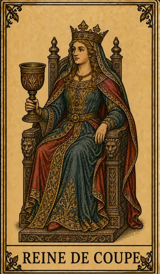 Reine de Coupe, carte du Tarot de Marseille Lames de Minuit