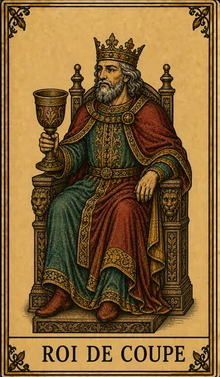 Roi de Coupe, carte du Tarot de Marseille Lames de Minuit