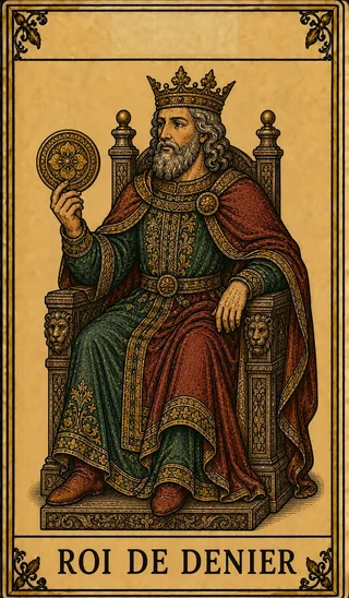 Roi de Denier, carte du Tarot de Marseille Lames de Minuit