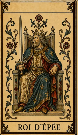 Roi d’Épée, carte du Tarot de Marseille Lames de Minuit