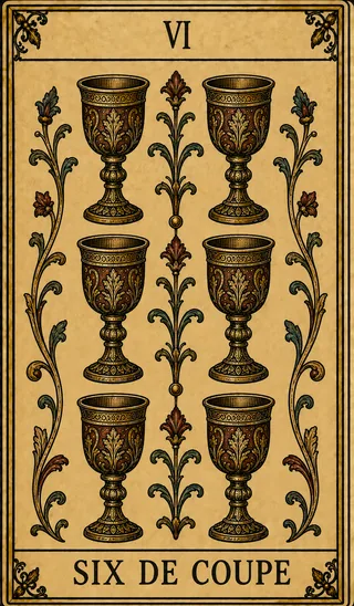 Six de Coupe, carte du Tarot de Marseille Lames de Minuit