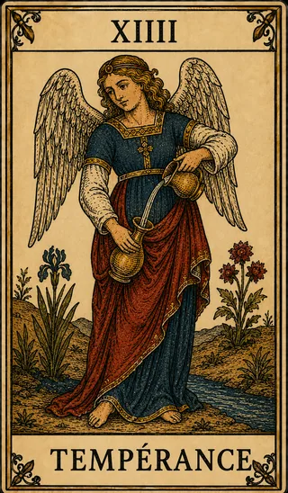 Tempérance, carte du Tarot de Marseille Lames de Minuit