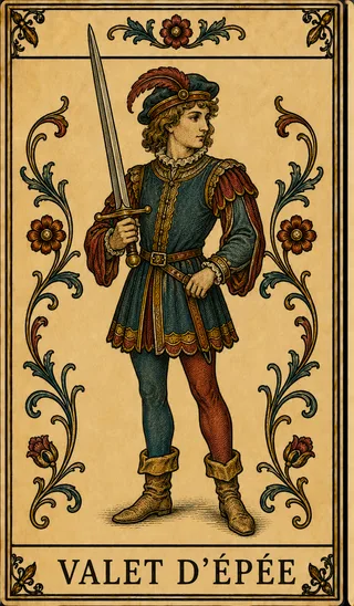 Valet d’Épée, carte du Tarot de Marseille Lames de Minuit